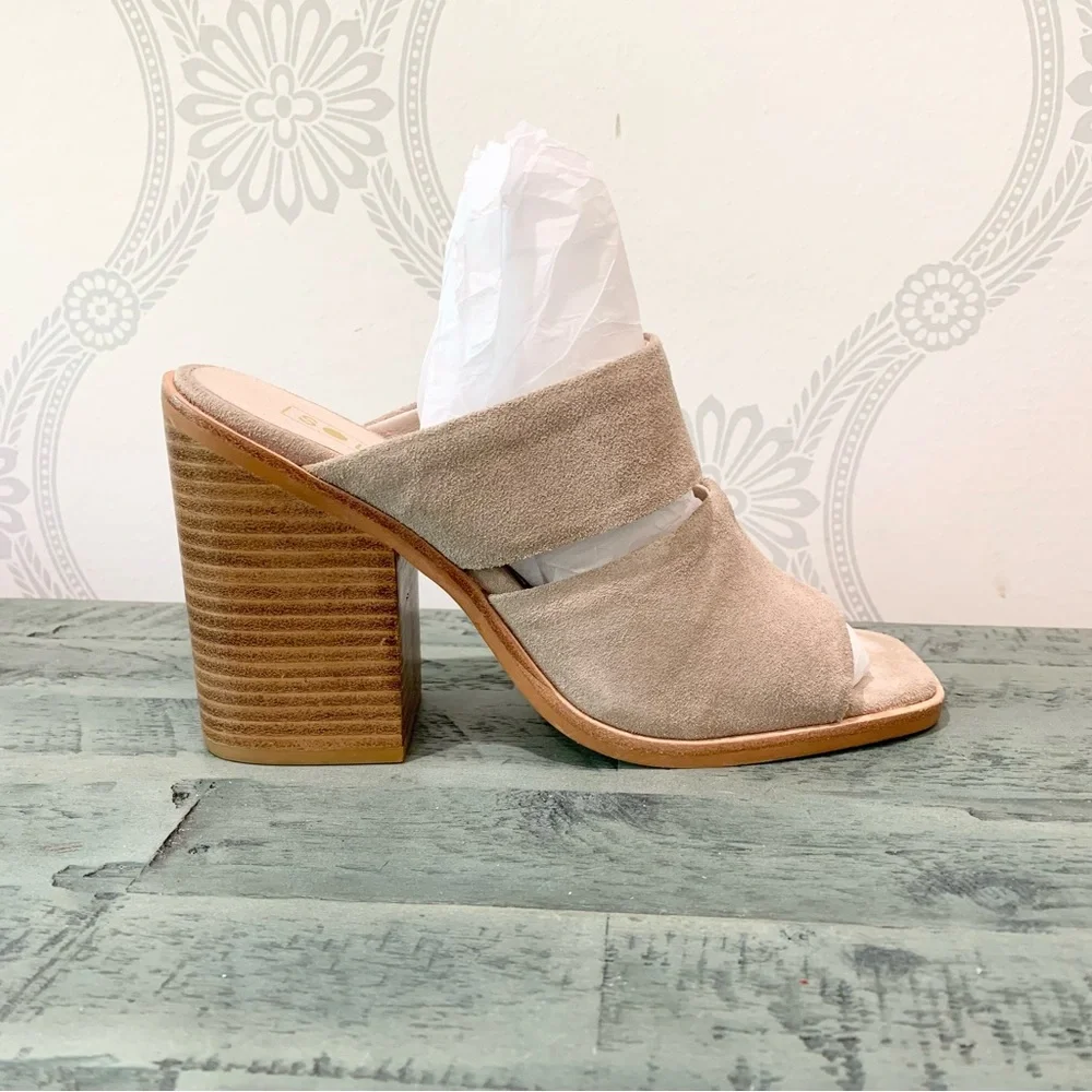 New Sol Sana Dice Mule Sandals Taupe 8.5 New